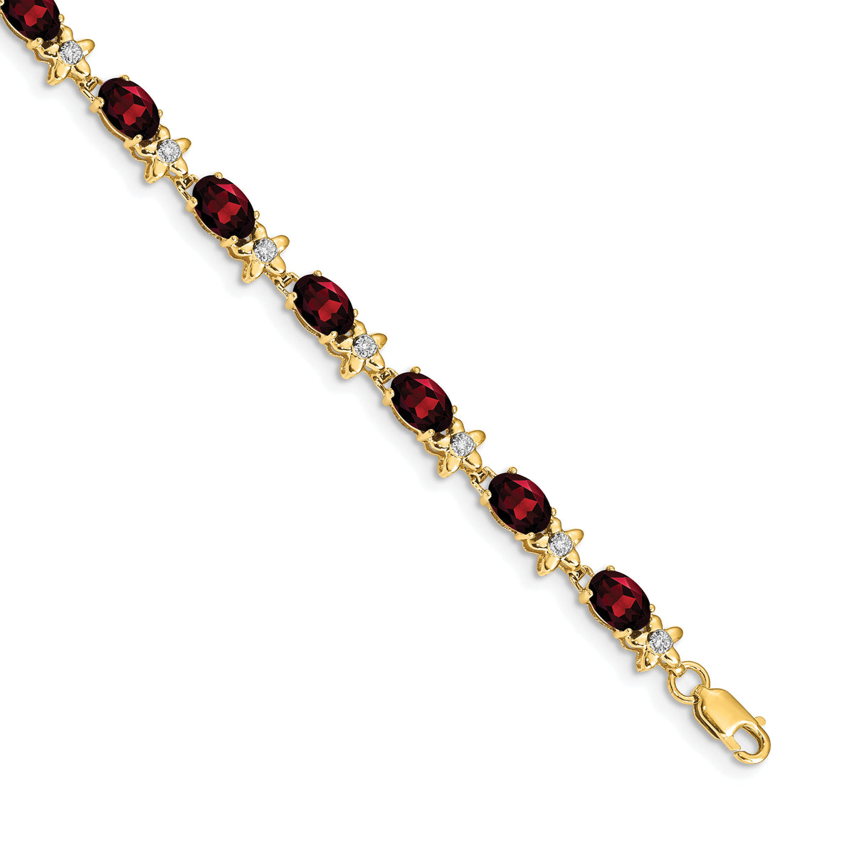 14k Floral Diamond and Garnet Bracelet-BM4495-GA-010-YA