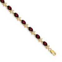 14k Floral Diamond and Garnet Bracelet-BM4495-GA-010-YA