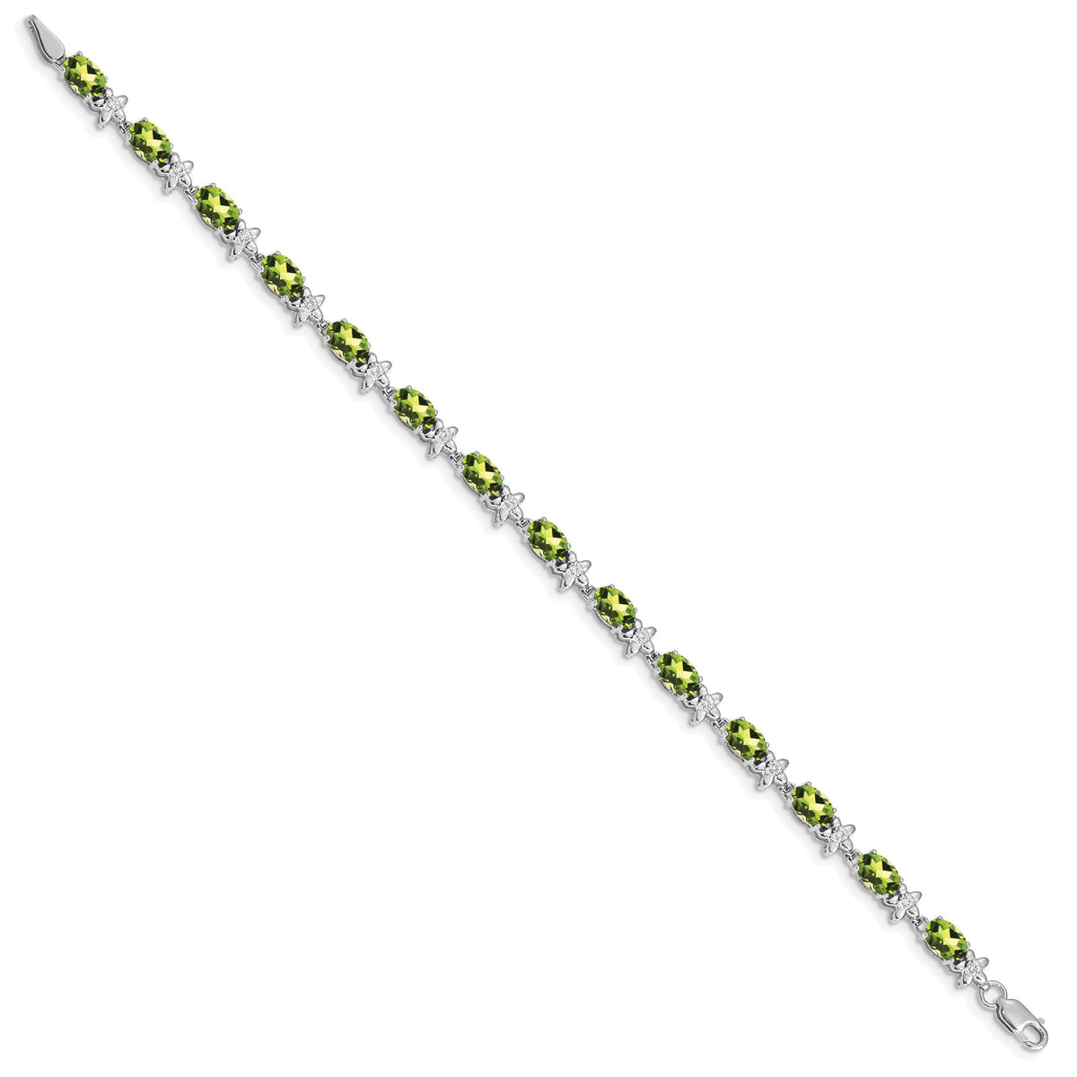 14k White Gold Floral Diamond and Peridot Bracelet-BM4495-PE-010-WA