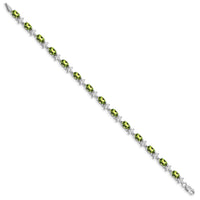 14k White Gold Floral Diamond and Peridot Bracelet-BM4495-PE-010-WA