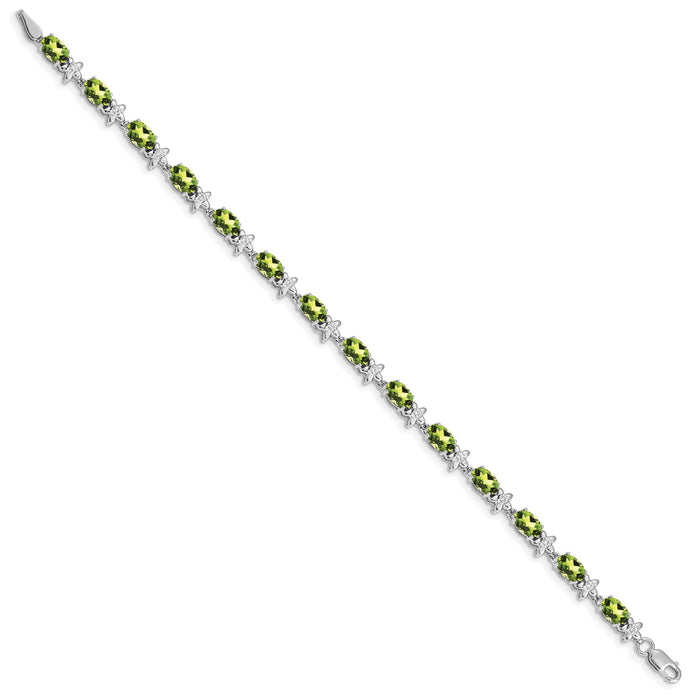 14k White Gold Floral Diamond and Peridot Bracelet-BM4495-PE-010-WA