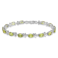 14k White Gold Floral Diamond and Peridot Bracelet-BM4495-PE-010-WA