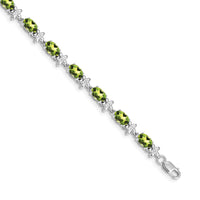 14k White Gold Floral Diamond and Peridot Bracelet-BM4495-PE-010-WA
