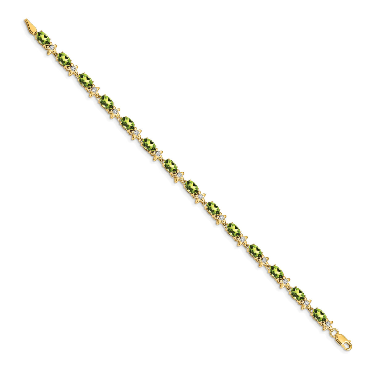 14k Floral Diamond and Peridot Bracelet-BM4495-PE-010-YA