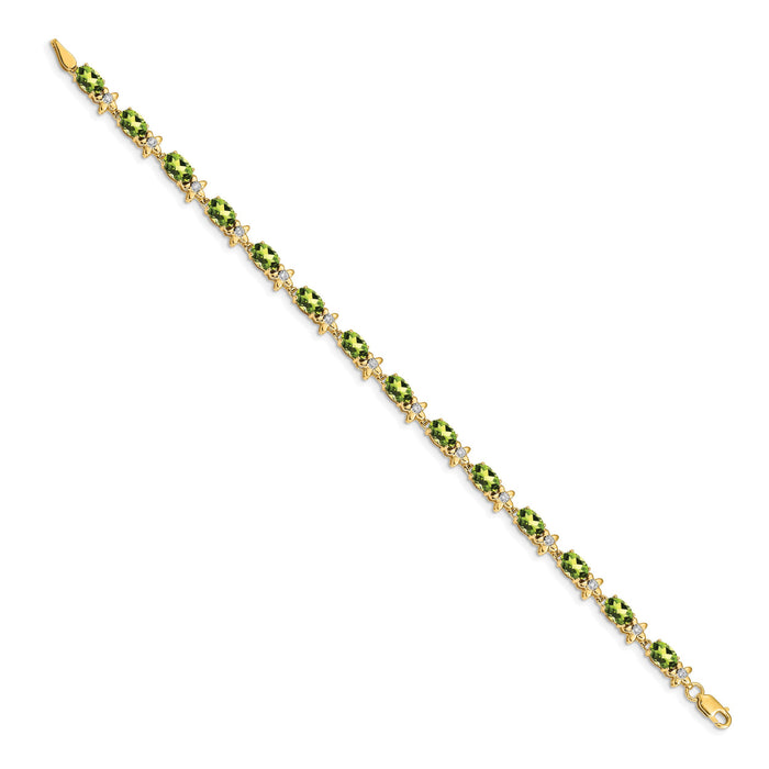 14k Floral Diamond and Peridot Bracelet-BM4495-PE-010-YA