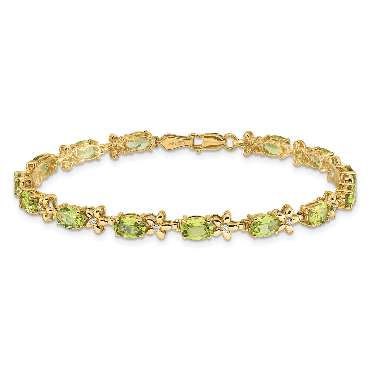 14k Floral Diamond and Peridot Bracelet-BM4495-PE-010-YA
