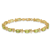 14k Floral Diamond and Peridot Bracelet-BM4495-PE-010-YA