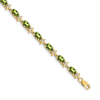 14k Floral Diamond and Peridot Bracelet-BM4495-PE-010-YA