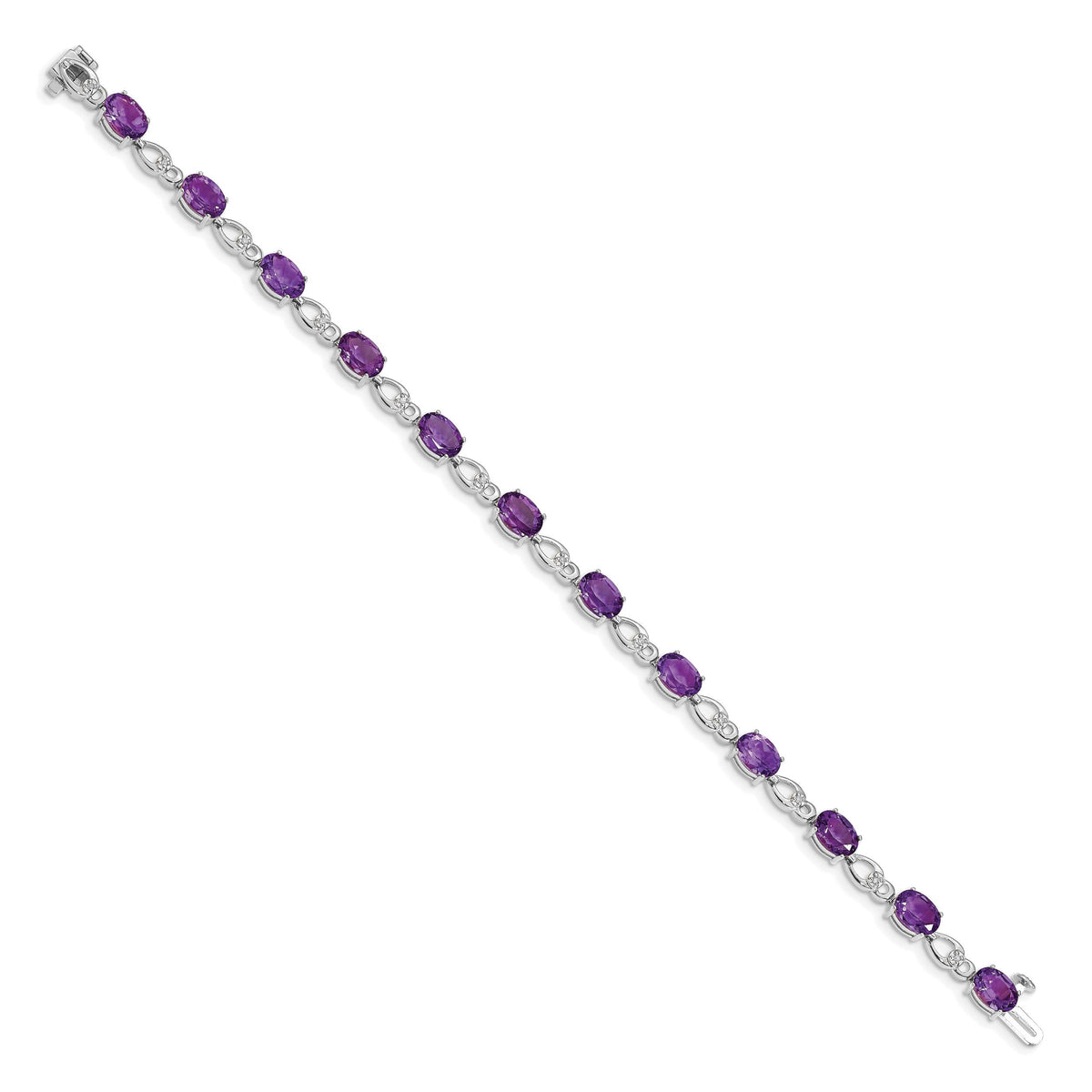 14k White Gold Amethyst and Diamond Bracelet-BM4496-AM-005-WA