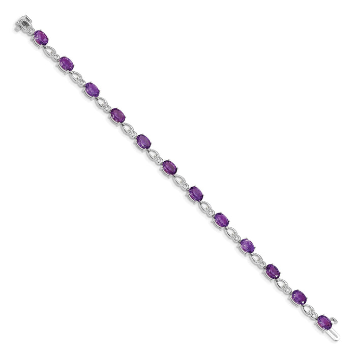 14k White Gold Amethyst and Diamond Bracelet-BM4496-AM-005-WA