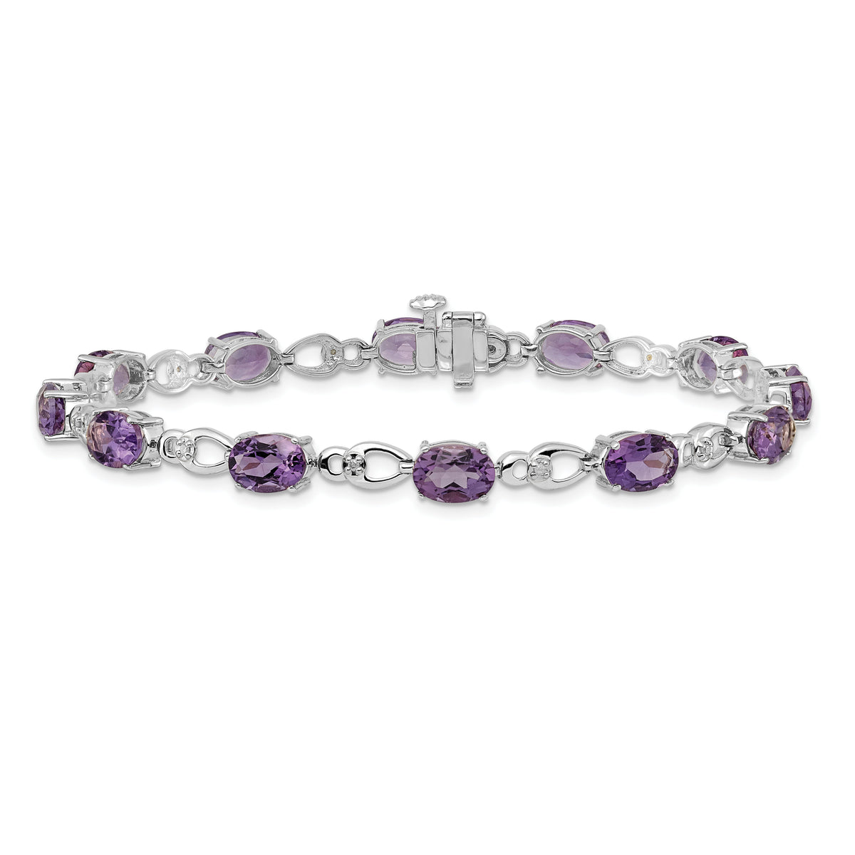 14k White Gold Amethyst and Diamond Bracelet-BM4496-AM-005-WA