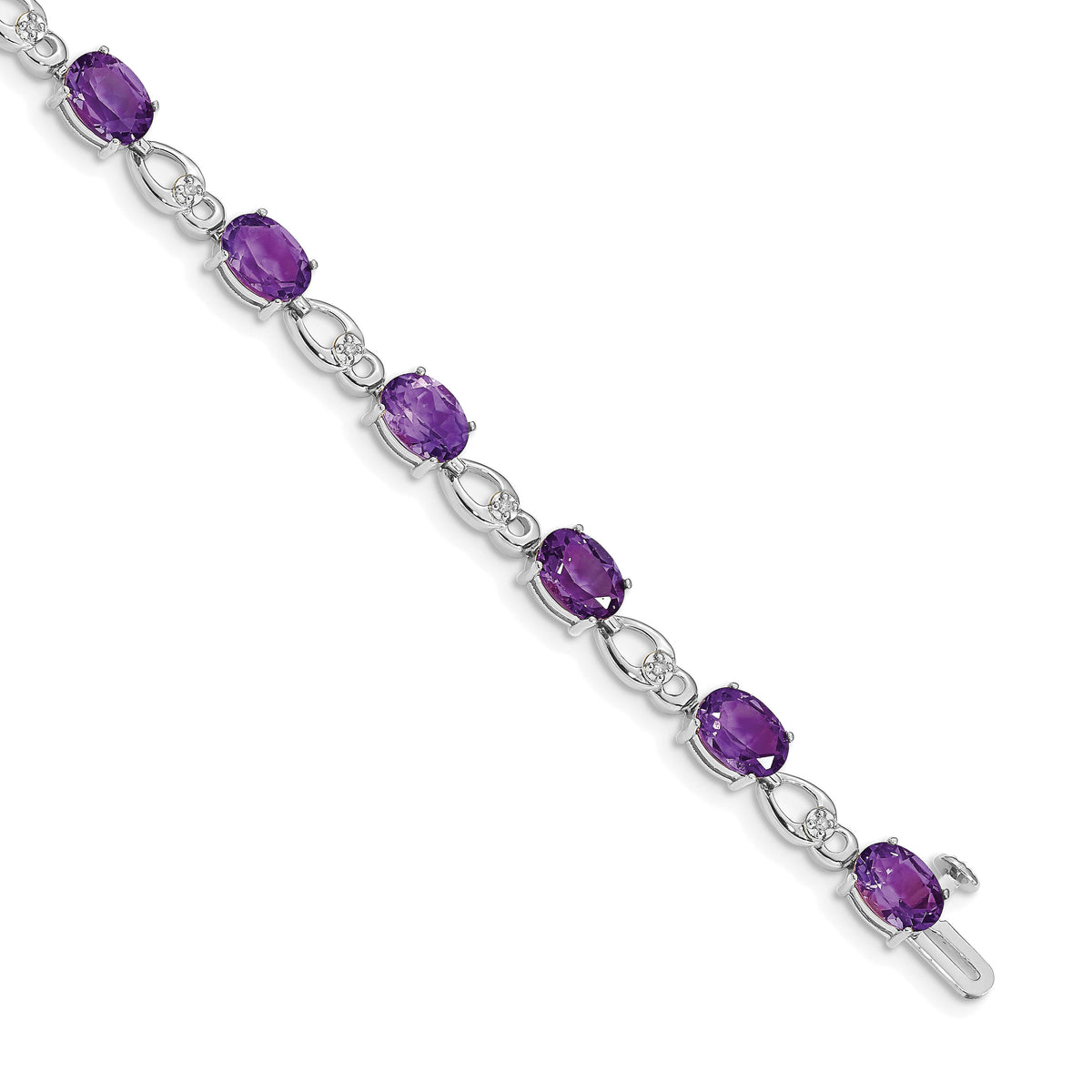 14k White Gold Amethyst and Diamond Bracelet-BM4496-AM-005-WA