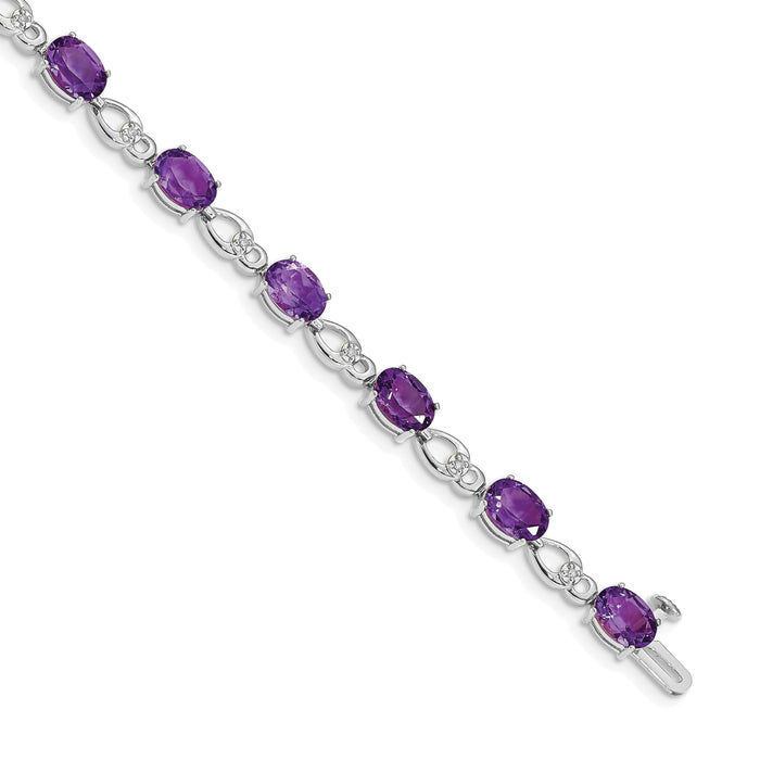 14k White Gold Amethyst and Diamond Bracelet-BM4496-AM-005-WA
