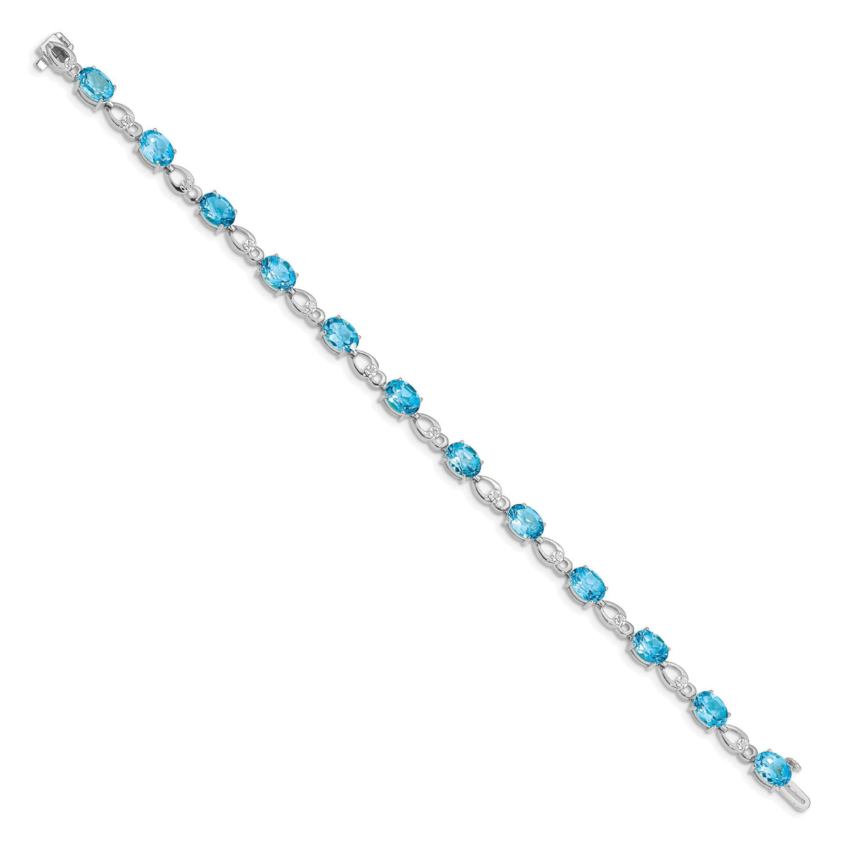 14k White Gold Blue Topaz and Diamond Bracelet-BM4496-BT-005-WA