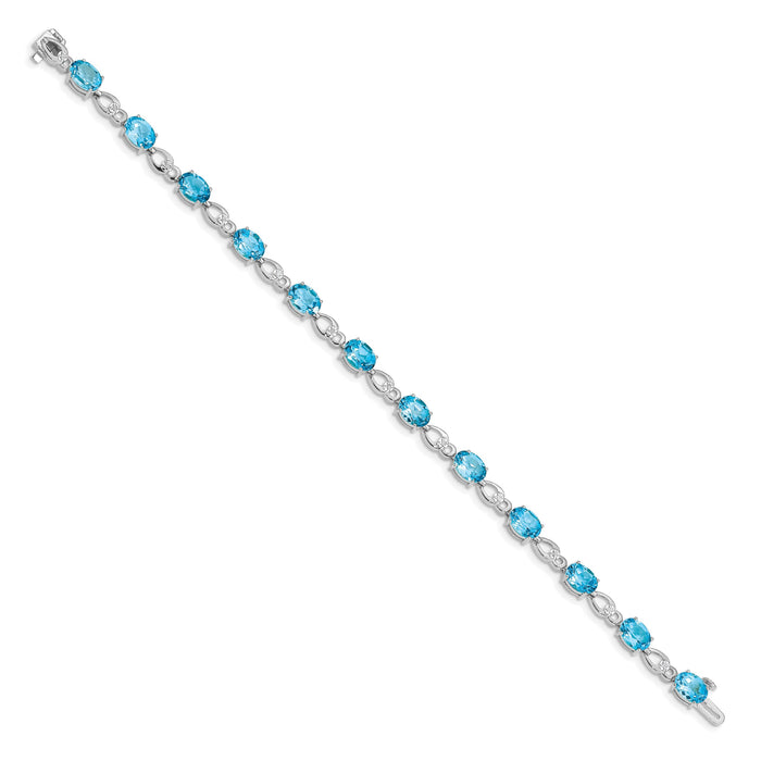 14k White Gold Blue Topaz and Diamond Bracelet-BM4496-BT-005-WA
