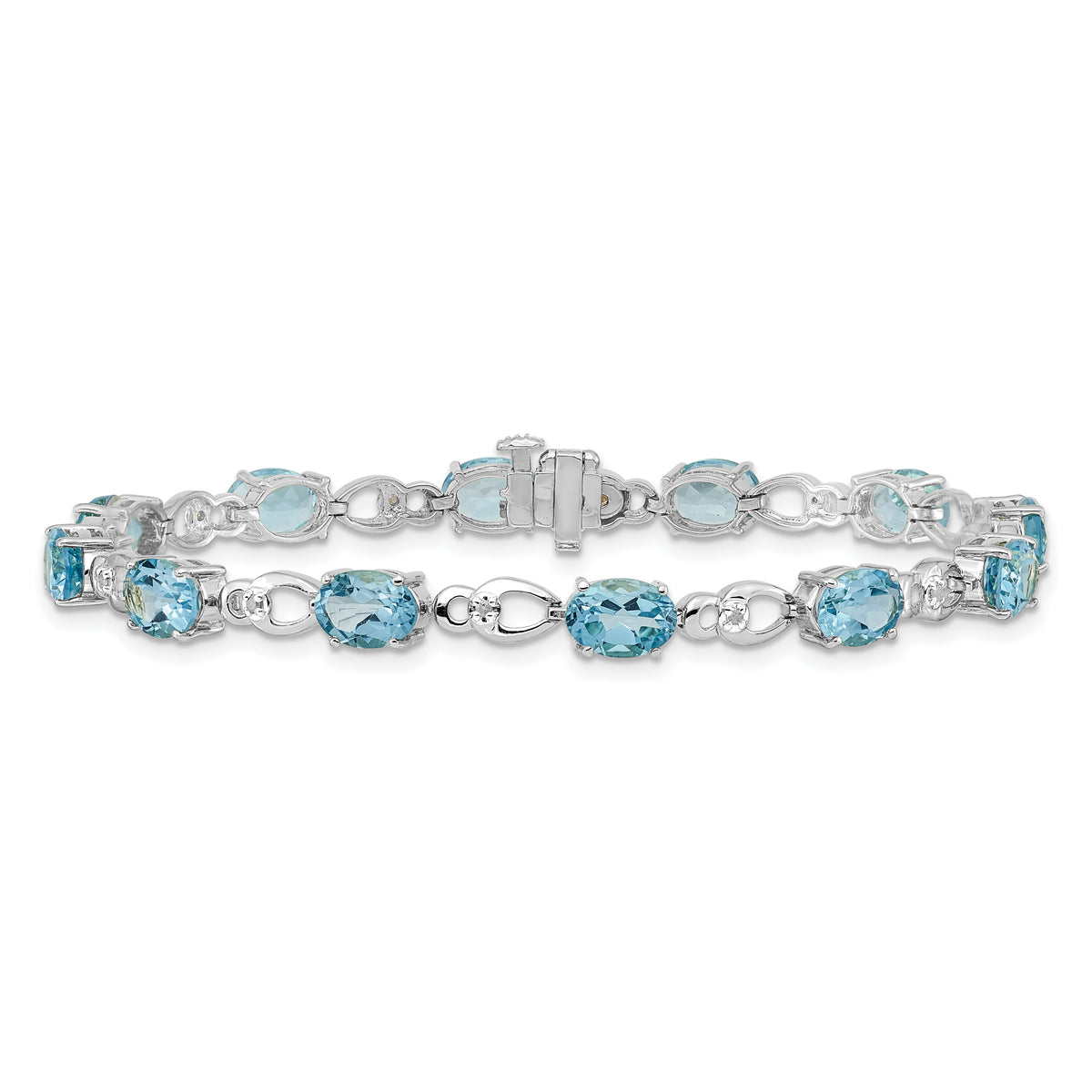 14k White Gold Blue Topaz and Diamond Bracelet-BM4496-BT-005-WA