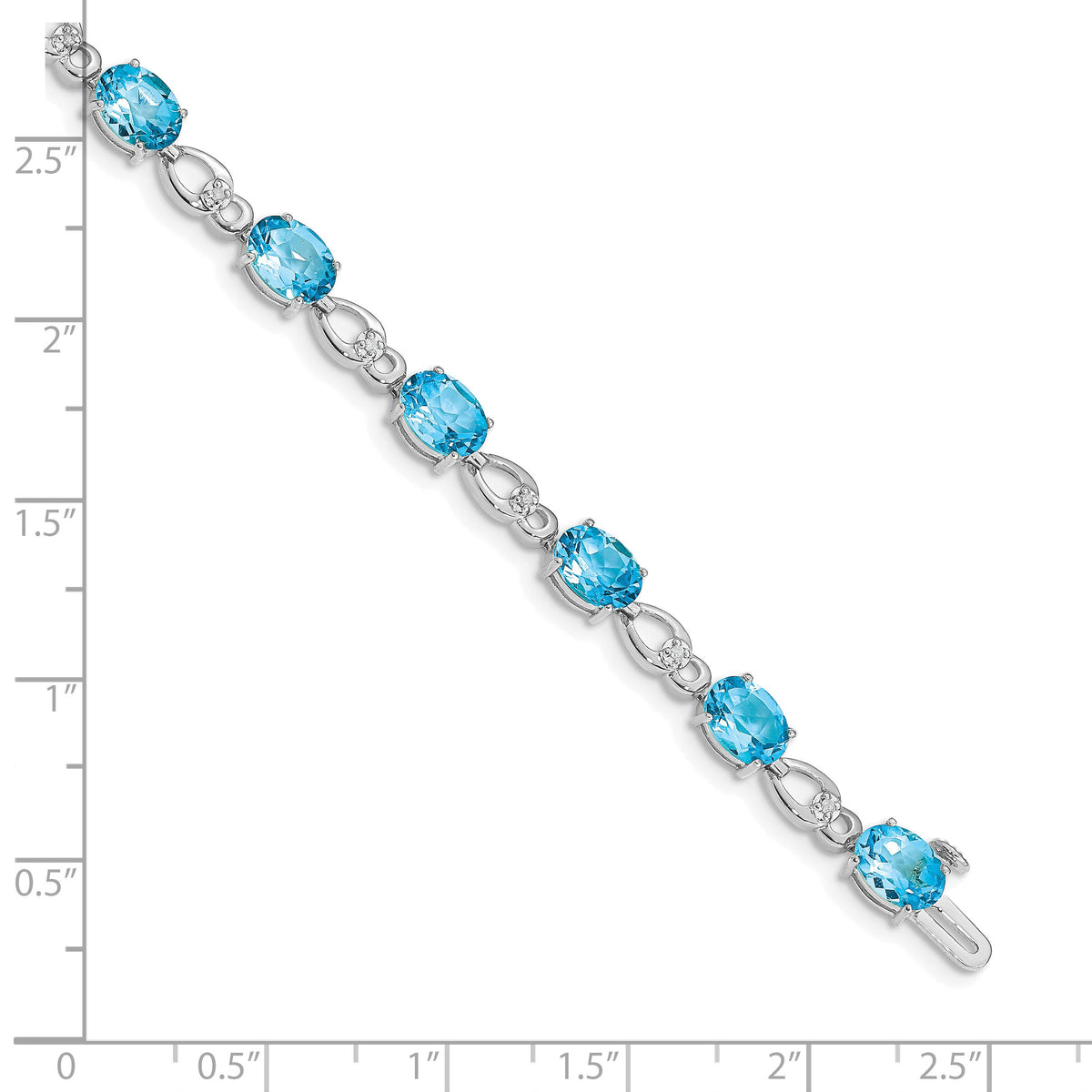 14k White Gold Blue Topaz and Diamond Bracelet-BM4496-BT-005-WA