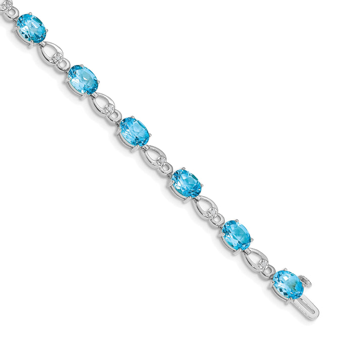 14k White Gold Blue Topaz and Diamond Bracelet-BM4496-BT-005-WA