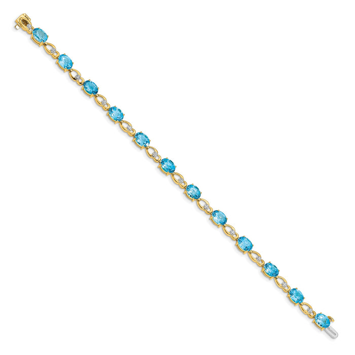 14k Blue Topaz and Diamond Bracelet-BM4496-BT-005-YA