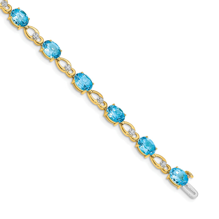 14k Blue Topaz and Diamond Bracelet-BM4496-BT-005-YA