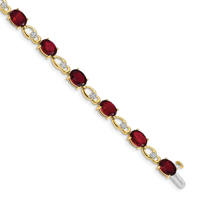 14k Garnet and Diamond Bracelet-BM4496-GA-005-YA