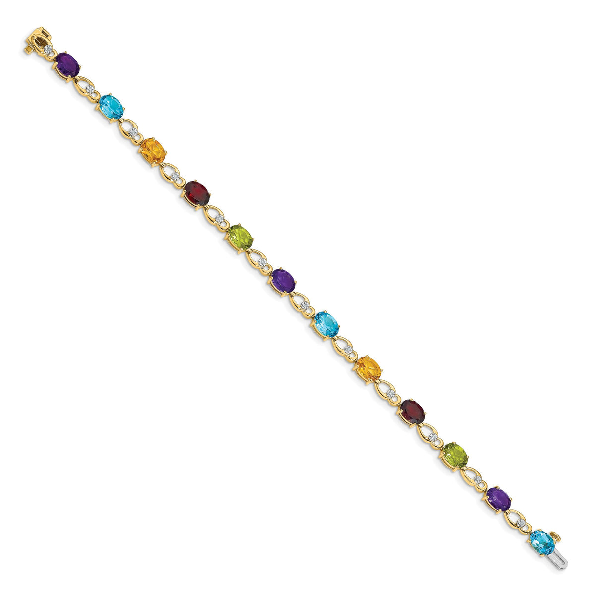 14k Rainbow Gemstone and Diamond Bracelet-BM4496-RB-005-YA