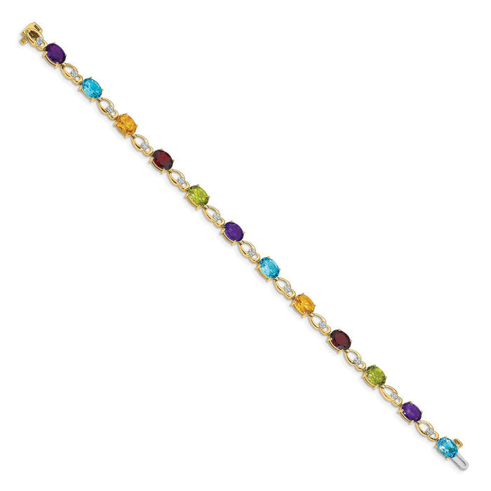 14k Rainbow Gemstone and Diamond Bracelet-BM4496-RB-005-YA