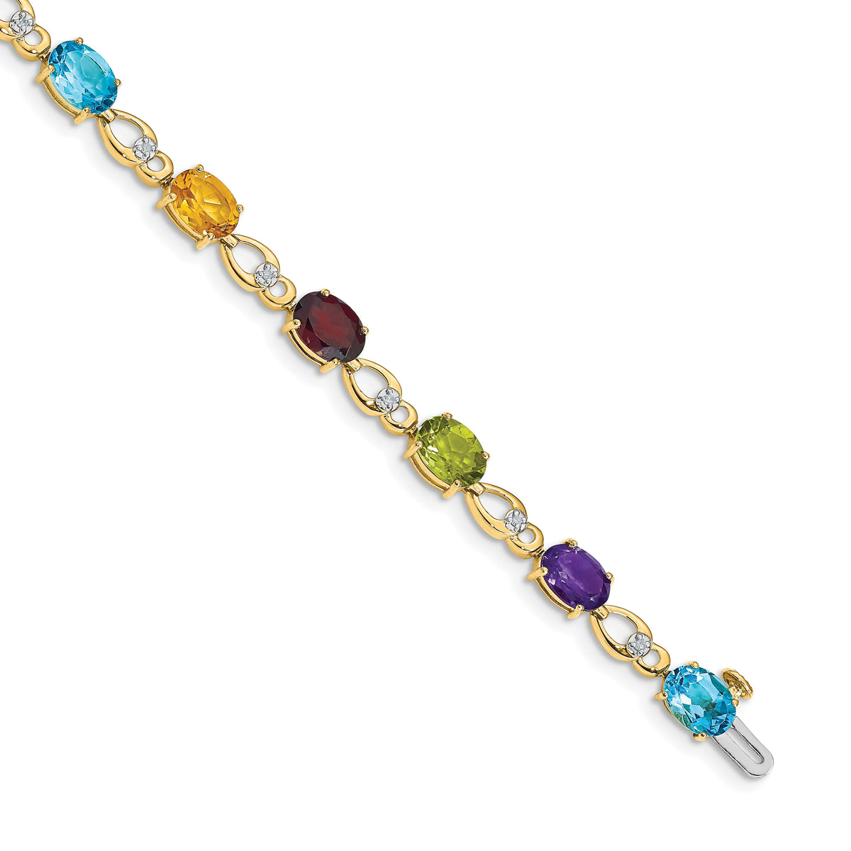 14k Rainbow Gemstone and Diamond Bracelet-BM4496-RB-005-YA