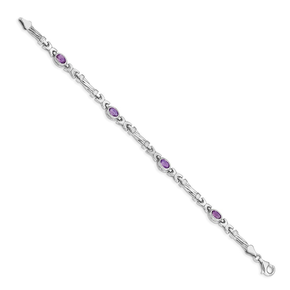 14k White Gold Amethyst Bracelet-BM4497-AM-W