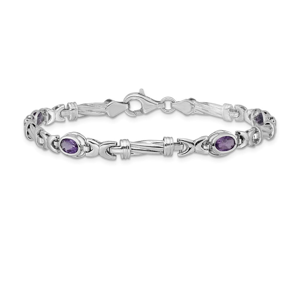 14k White Gold Amethyst Bracelet-BM4497-AM-W
