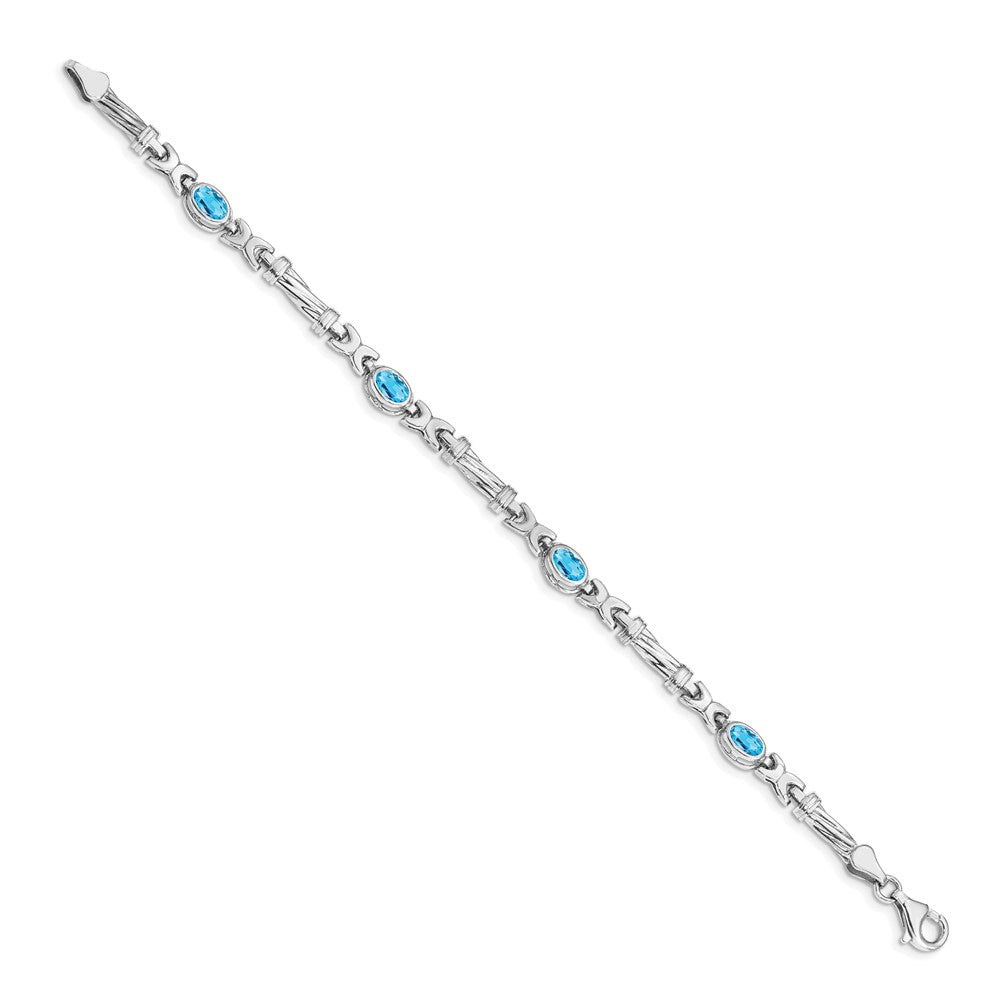 14k White Gold Blue Topaz Bracelet-BM4497-BT-W