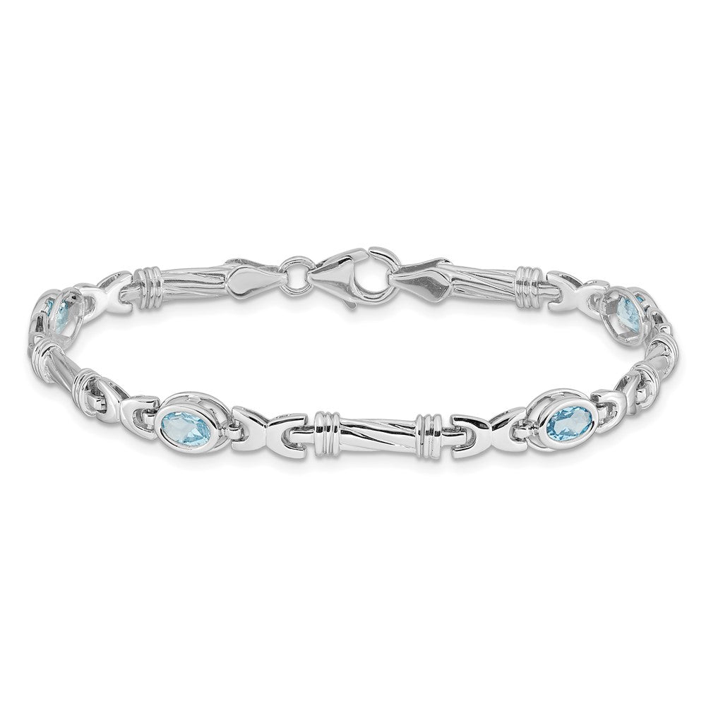 14k White Gold Blue Topaz Bracelet-BM4497-BT-W