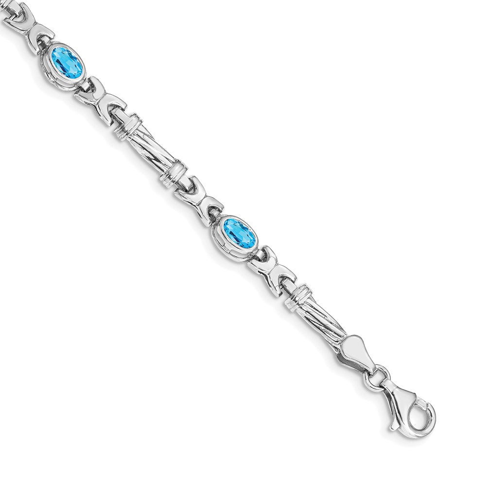 14k White Gold Blue Topaz Bracelet-BM4497-BT-W