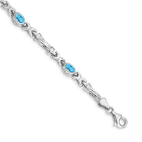 14k White Gold Blue Topaz Bracelet-BM4497-BT-W