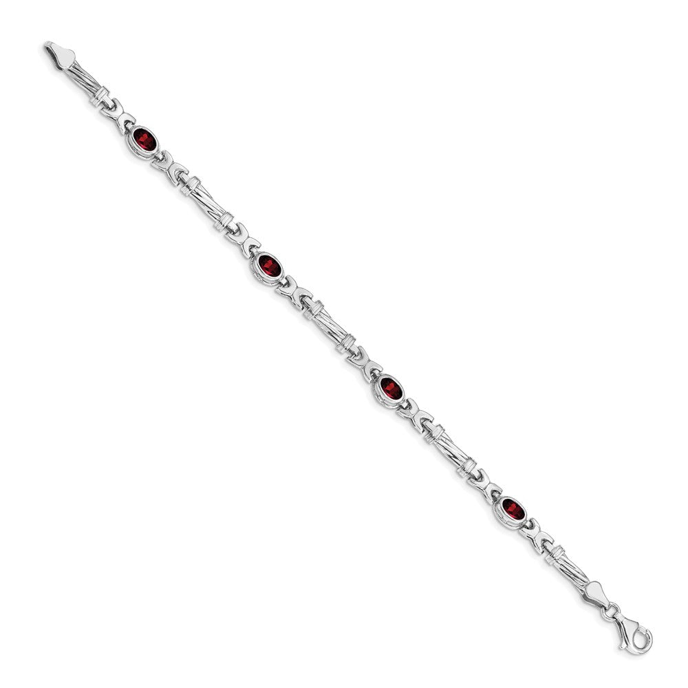 14k White Gold Garnet Bracelet-BM4497-GA-W