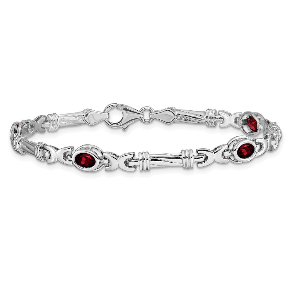 14k White Gold Garnet Bracelet-BM4497-GA-W