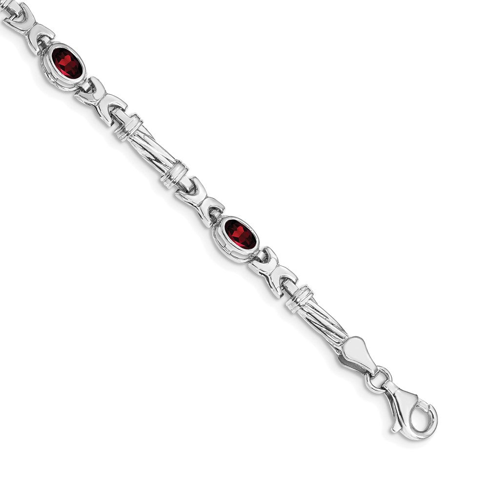 14k White Gold Garnet Bracelet-BM4497-GA-W