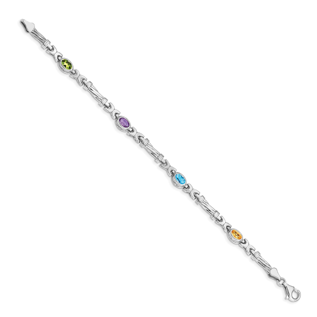 14k White Gold Rainbow Gemstone Bracelet-BM4497-RB-W