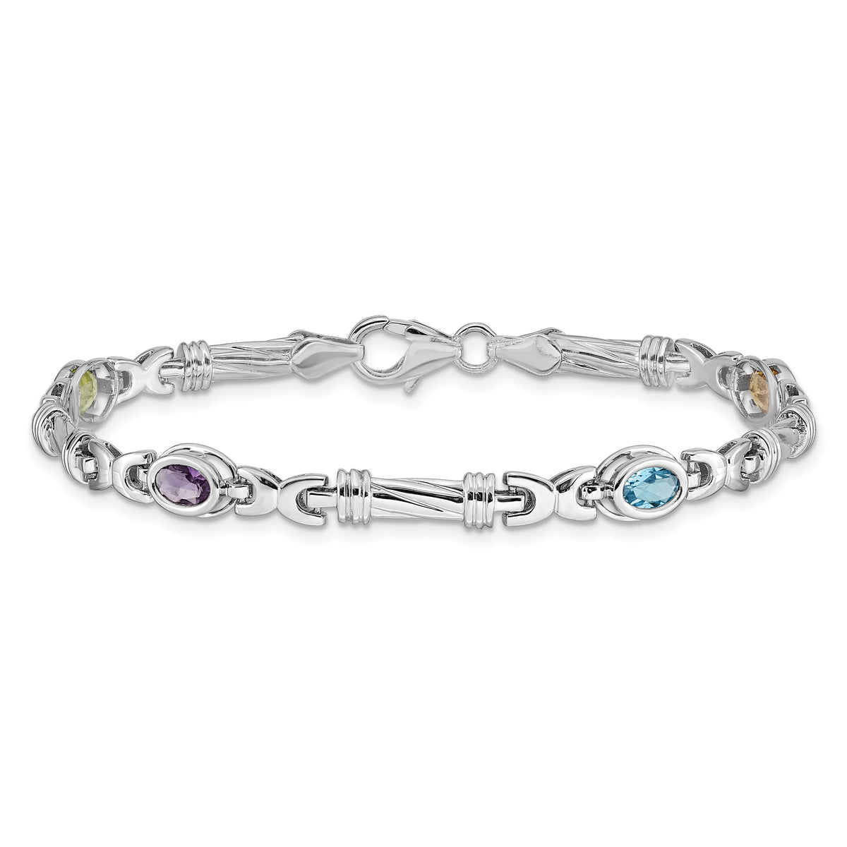 14k White Gold Rainbow Gemstone Bracelet-BM4497-RB-W