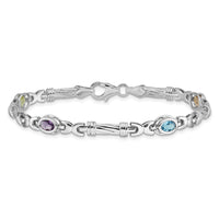 14k White Gold Rainbow Gemstone Bracelet-BM4497-RB-W