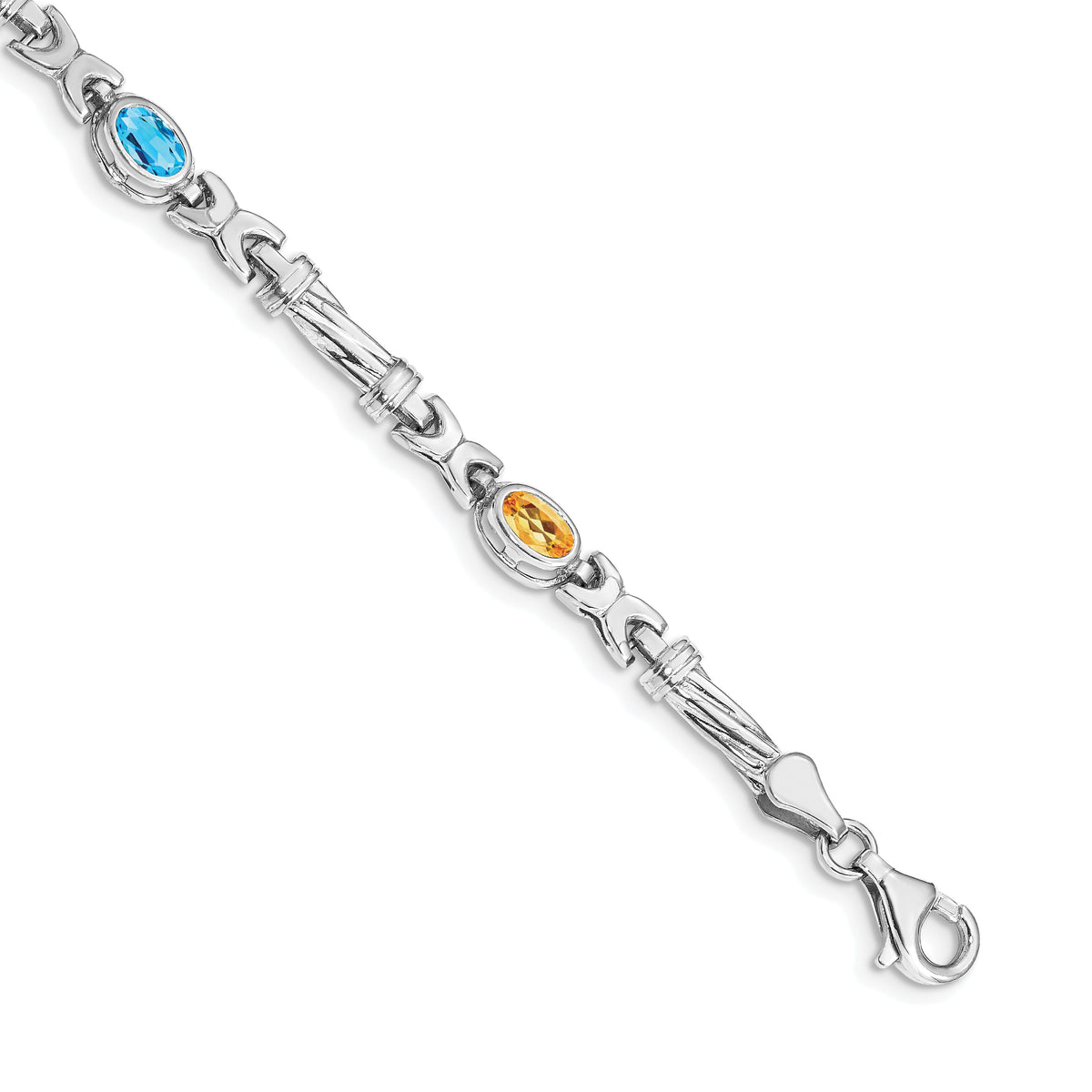 14k White Gold Rainbow Gemstone Bracelet-BM4497-RB-W
