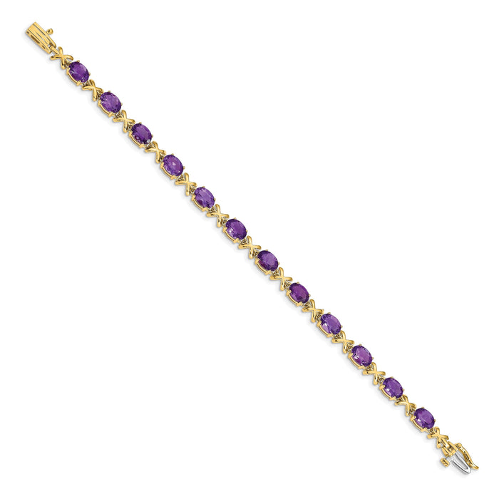 14k 7x5mm Oval Amethyst Bracelet-BM4499-AM-Y