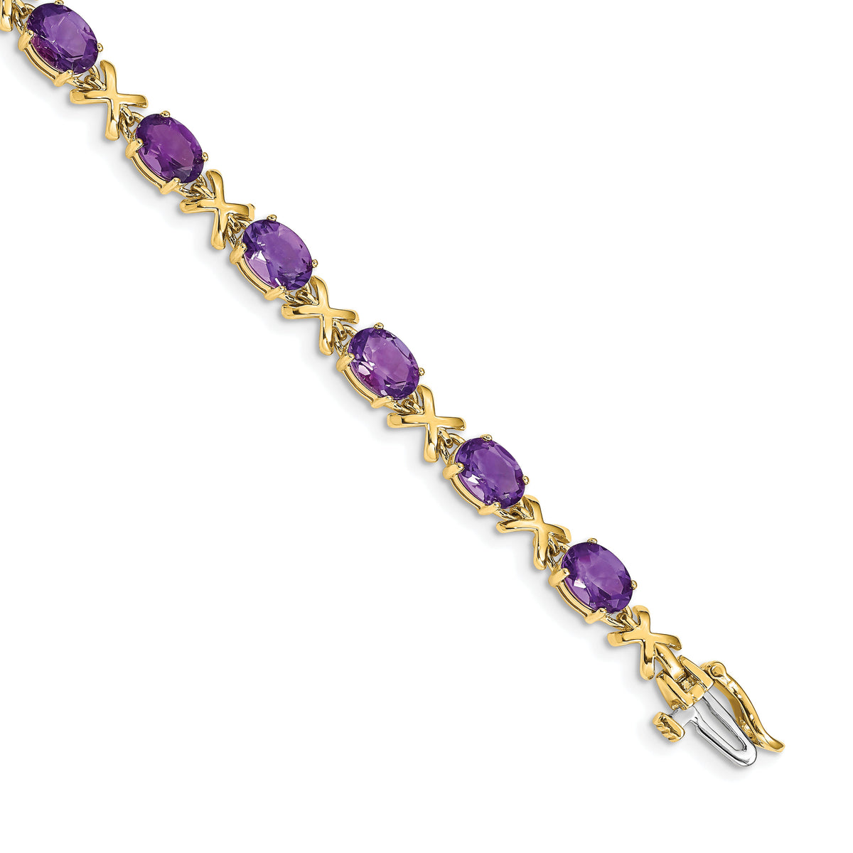 14k 7x5mm Oval Amethyst Bracelet-BM4499-AM-Y