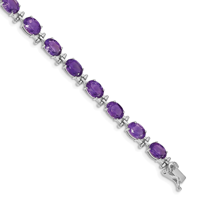 14k White Gold Amethyst Bracelet-BM4501-AM-W