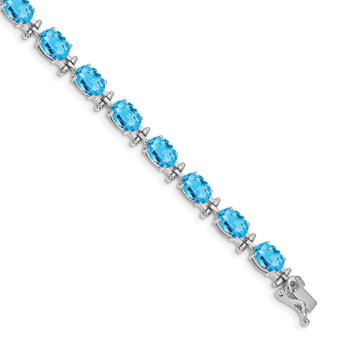 14k White Gold Blue Topaz Bracelet-BM4501-BT-W