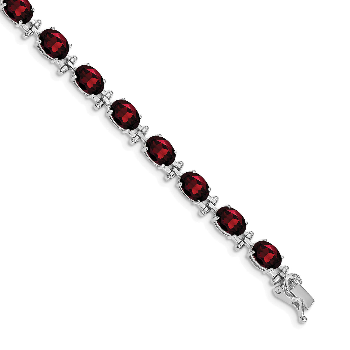 14k White Gold Garnet Bracelet-BM4501-GA-W