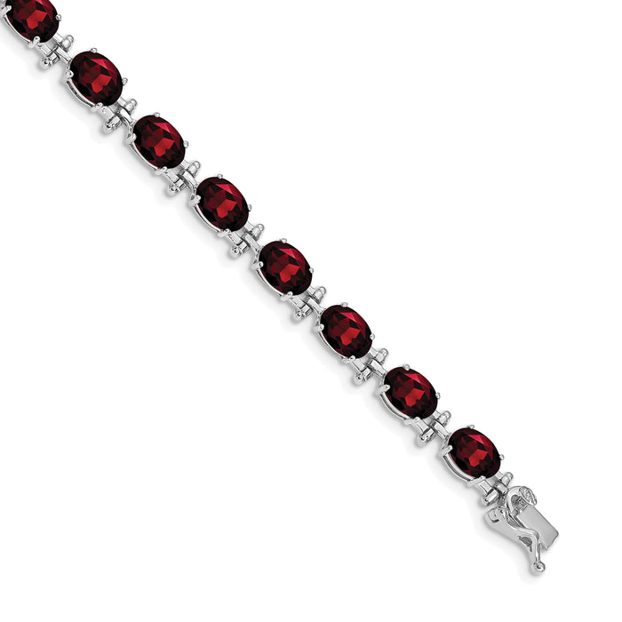 14k White Gold Garnet Bracelet-BM4501-GA-W