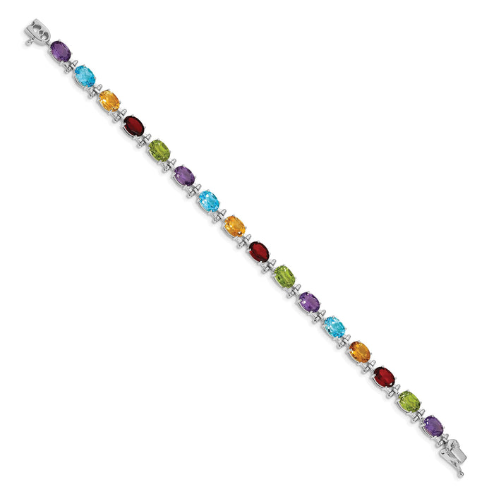 14k White Gold Rainbow Gemstone Bracelet-BM4501-RB-W