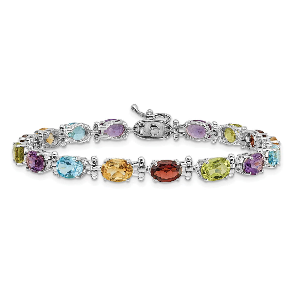 14k White Gold Rainbow Gemstone Bracelet-BM4501-RB-W