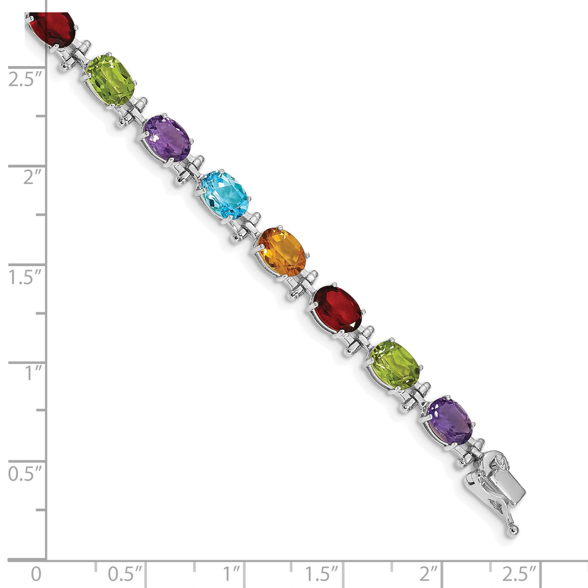 14k White Gold Rainbow Gemstone Bracelet-BM4501-RB-W